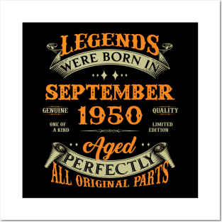 73rd Birthday Gift Legends Born In September 1950 73 Years Old Posters and Art